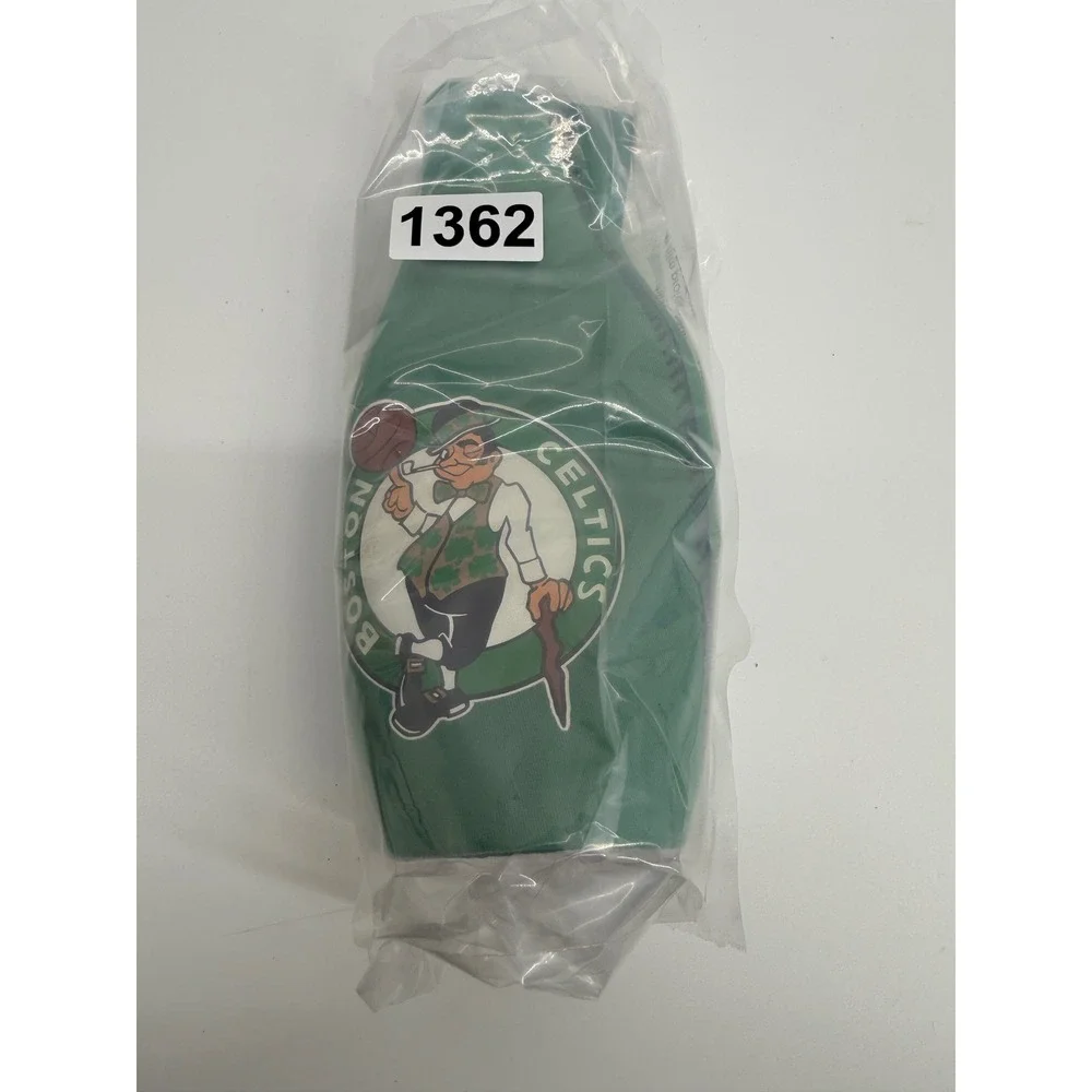 VTG Boston Celtics NBA Bottle Koozie Green Zipper Neoprene Insulated Beer Sleeve